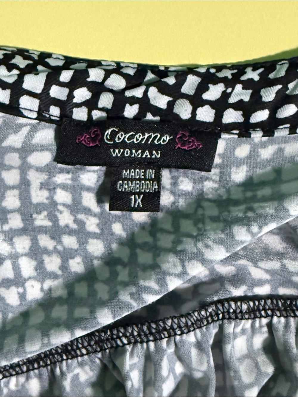 Cocomo Black & White Geometric Print Henley Blouse - Picture 3 of 3